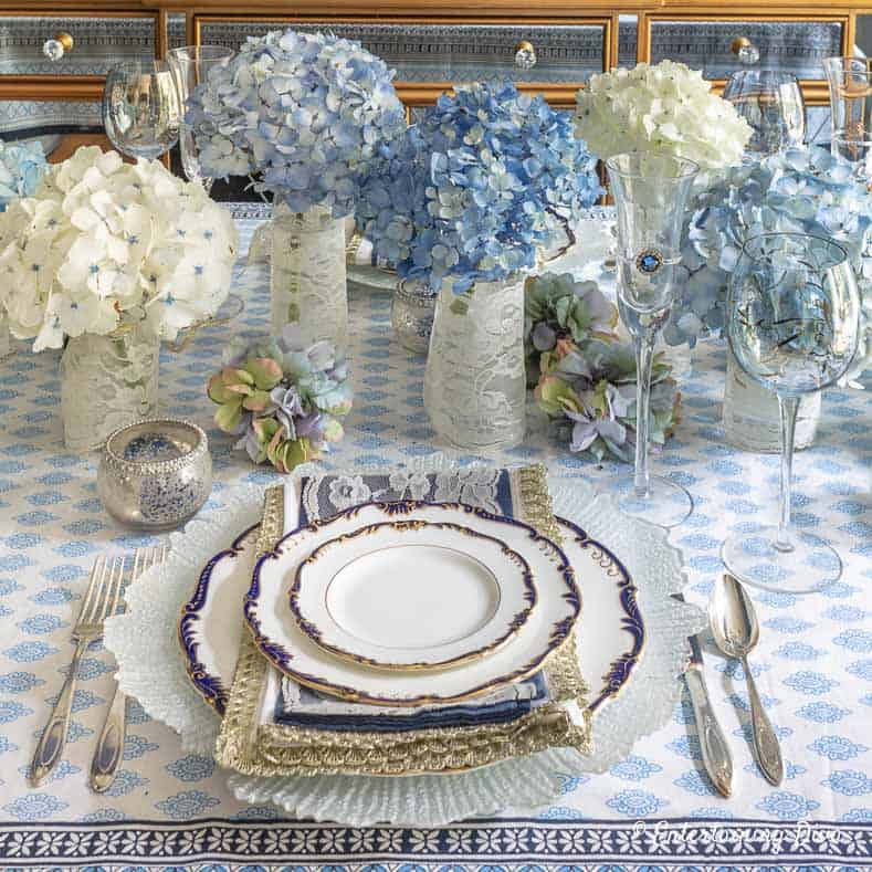 Beautiful Blue And White Summer Tablescape