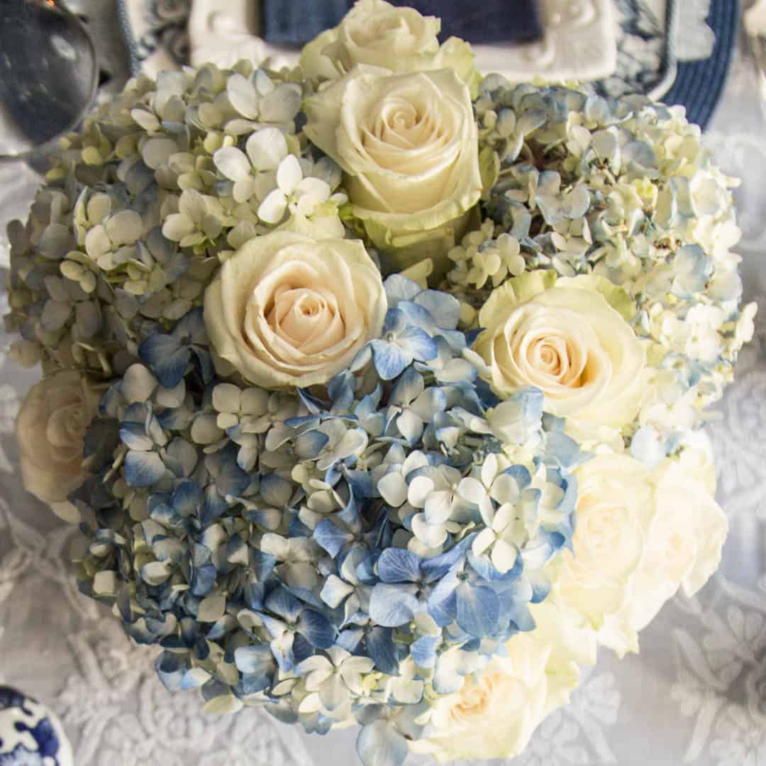 Hydrangea-Inspired Blue And White Table Setting