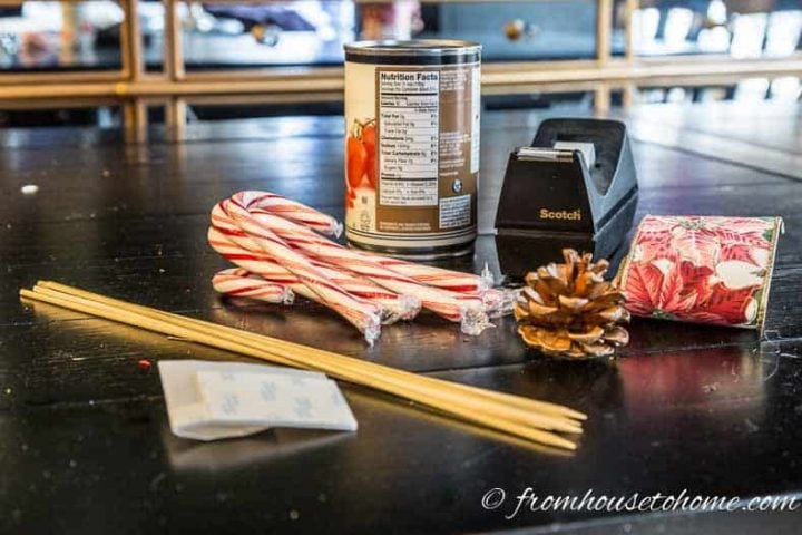 Candy cane Christmas centerpiece materials