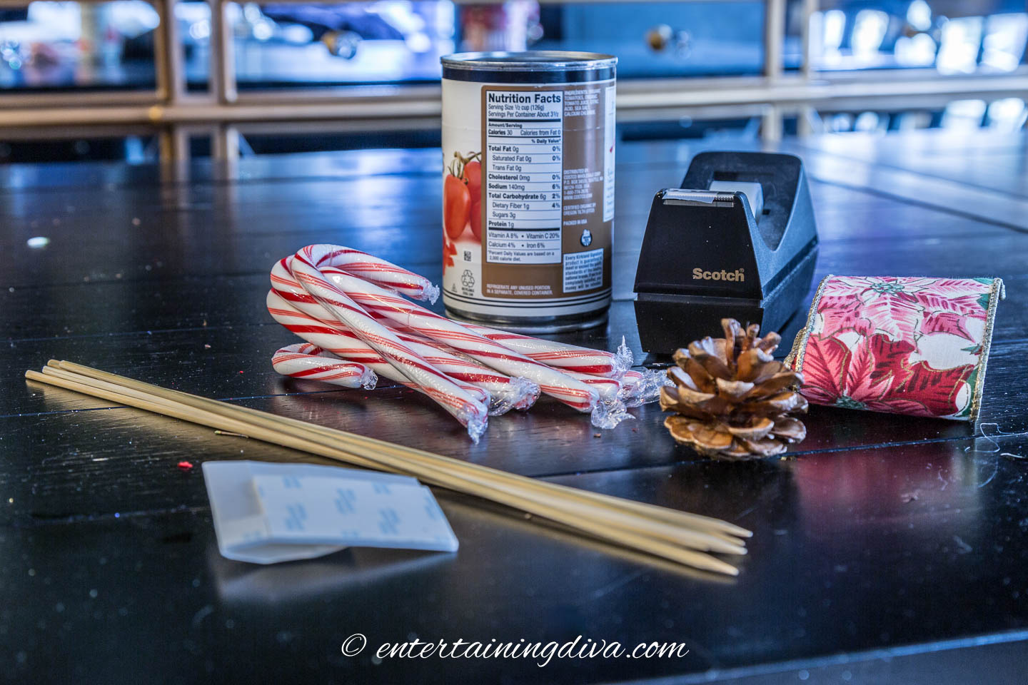 Candy cane Christmas centerpiece materials
