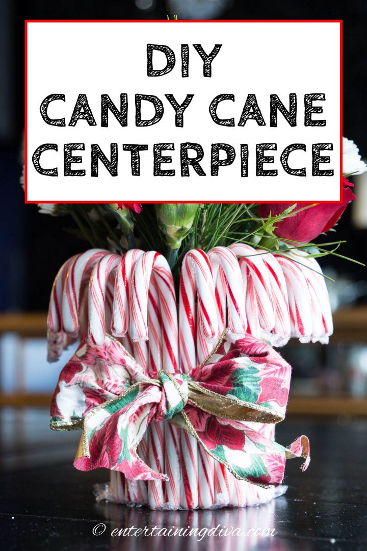 DIY candy cane centerpiece