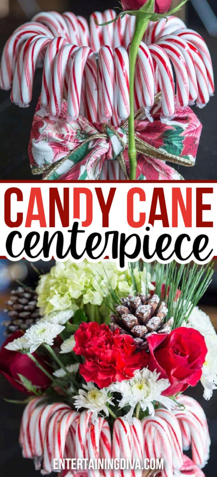 DIY candy cane centerpiece