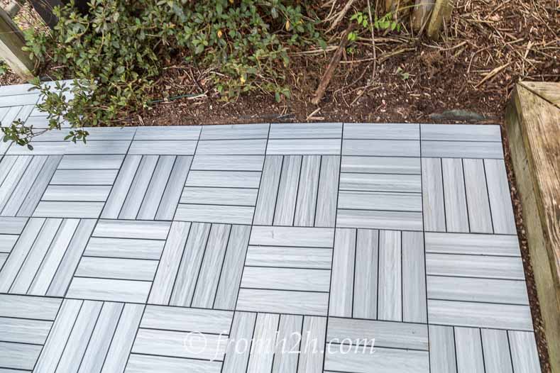 Composite wood deck tiles also work well for a garden path