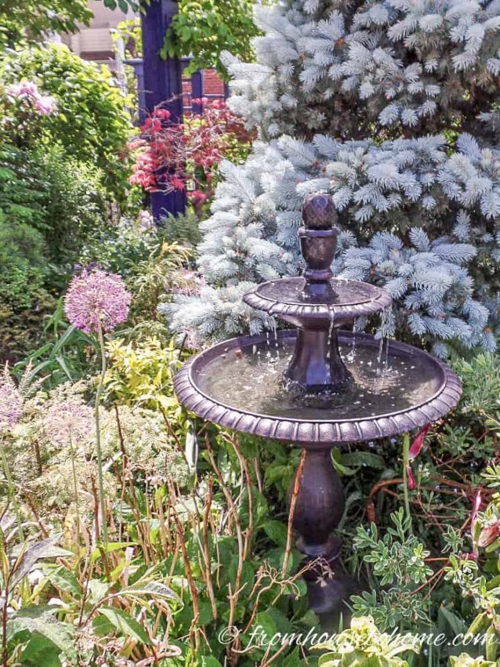 Tiered water fountain in the garden