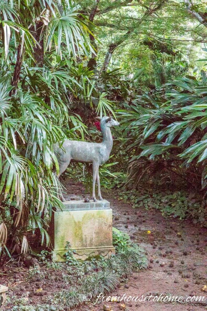 Statue of a deer in Allerton Gardens, Kauai, HI