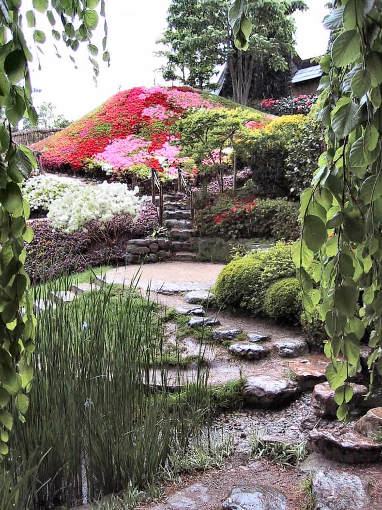 Stepping stones as stairs in a garden