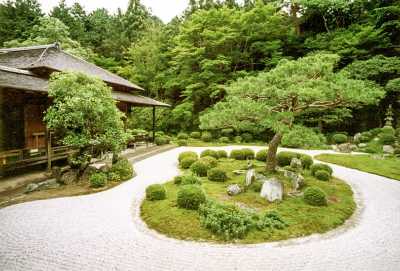 Japanese garden island at Manshu in, via zen-garden.org