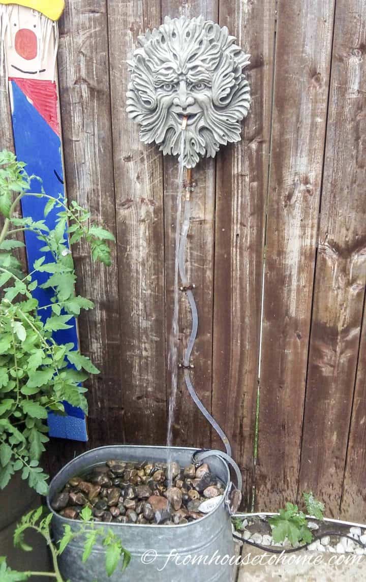 DIY fountain with galvanized pail