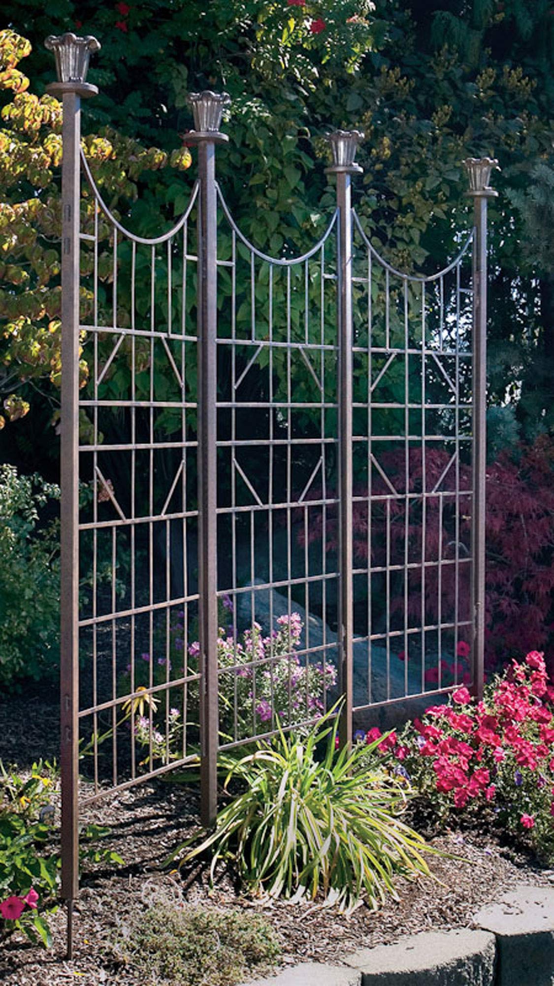 Wrought iron trellis privacy screen