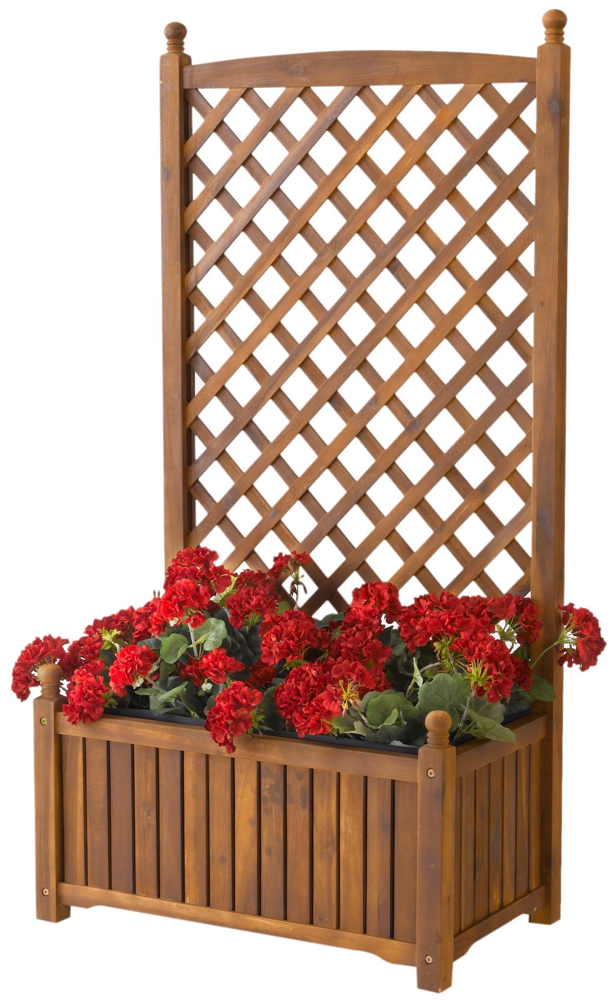 Wood planter trellis privacy screen