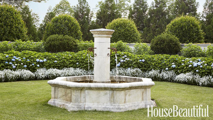 Blue and white flower garden, via House Beautiful