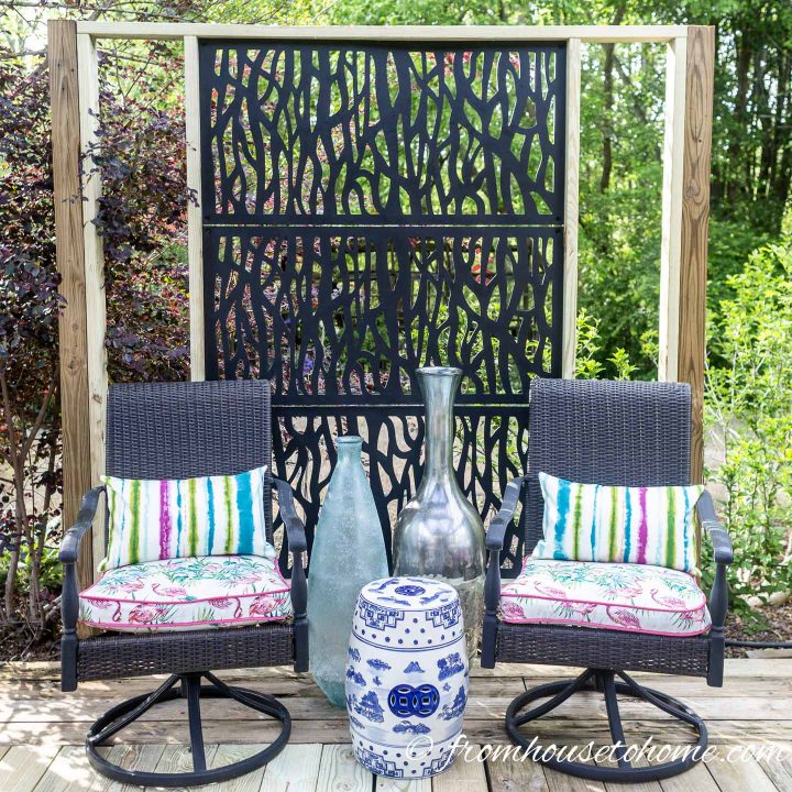 DIY privacy screen made with decorative panels