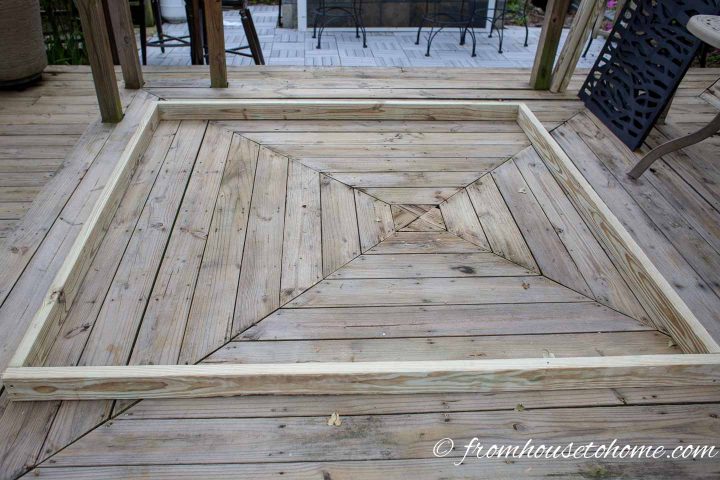 The outer frame for the decorative DIY outdoor privacy screen made from 2" x 4" boards