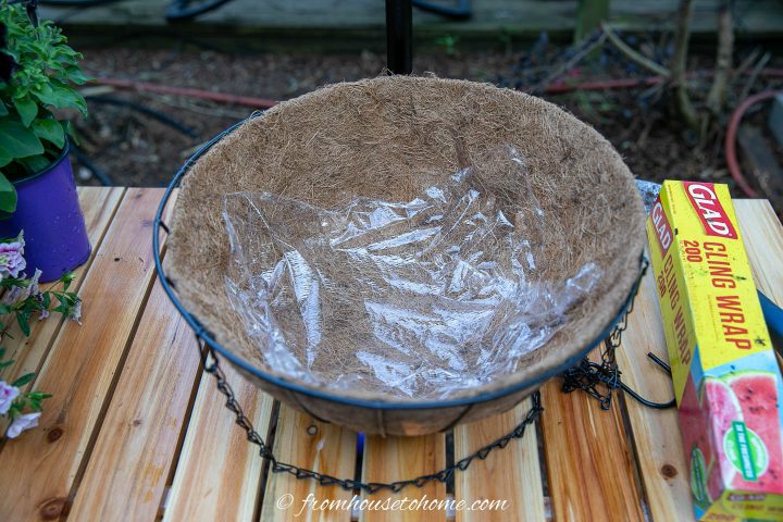 Plastic wrap inside the coconut liner