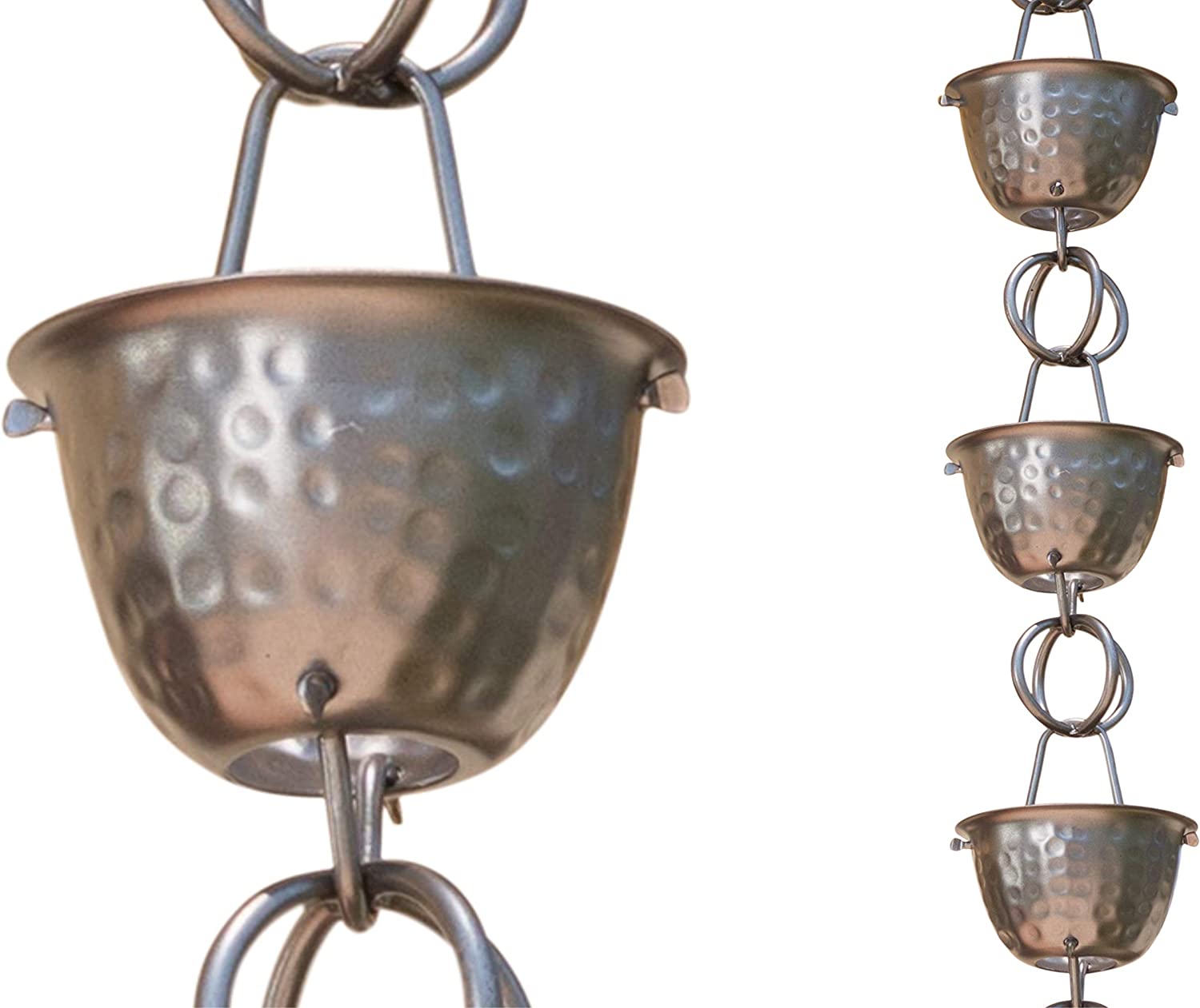 hammered aluminum rain chain