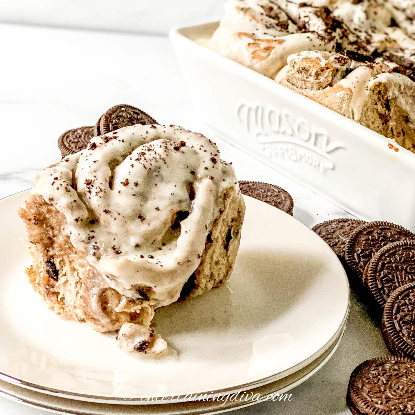 Homemade Oreo Cinnamon Rolls With Cream Cheese Filling