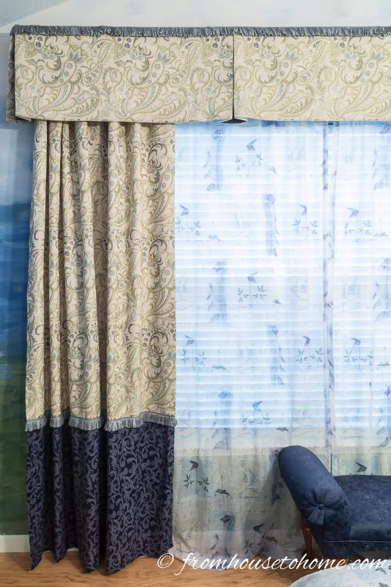 A small print paisley is the pattern on these curtains |How To Pick The Right Fabrics Every Time? The Mix and Match Fabric Formula