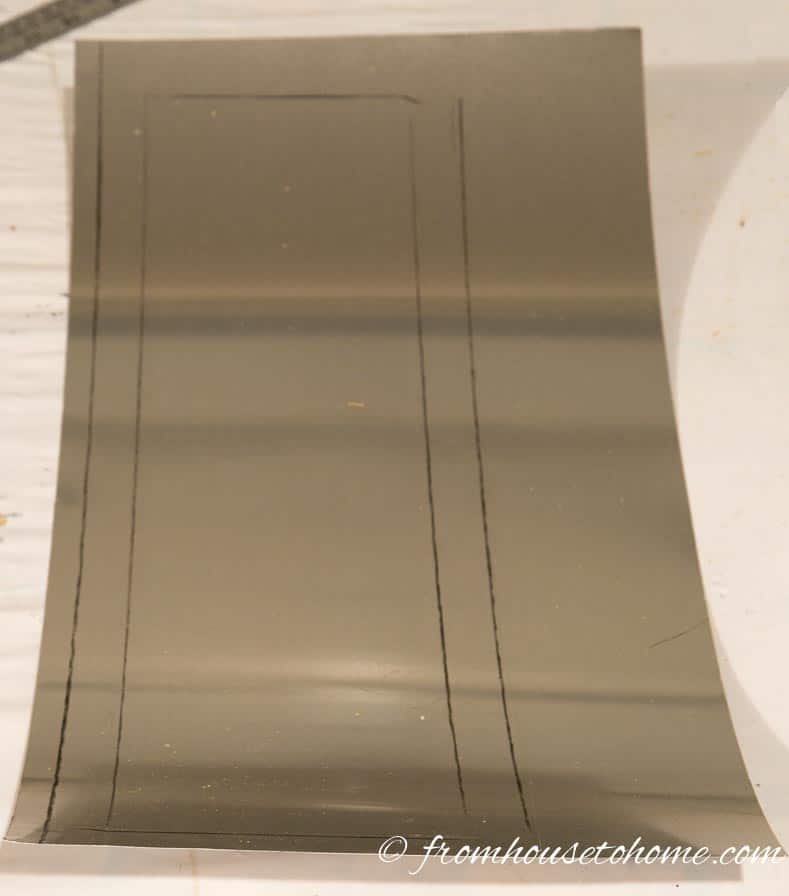 The aluminum flashing with the measurements