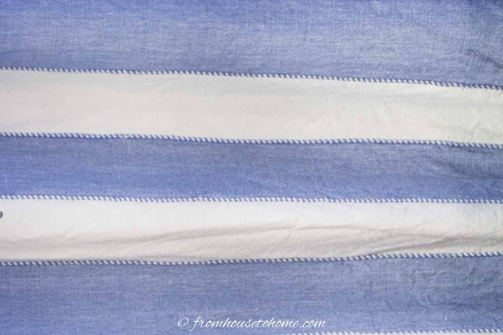 Blue and white striped fabric