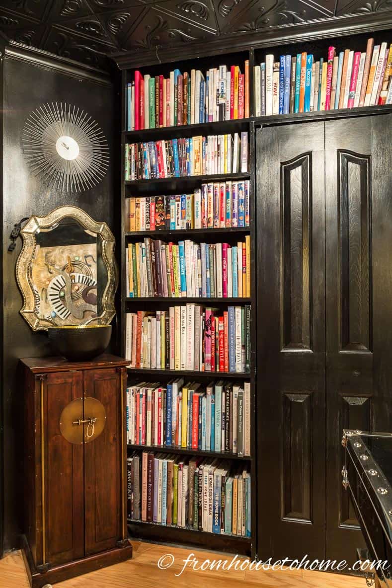 The bookshelves over the closet | The Making of a Library - A Home Office Makeover