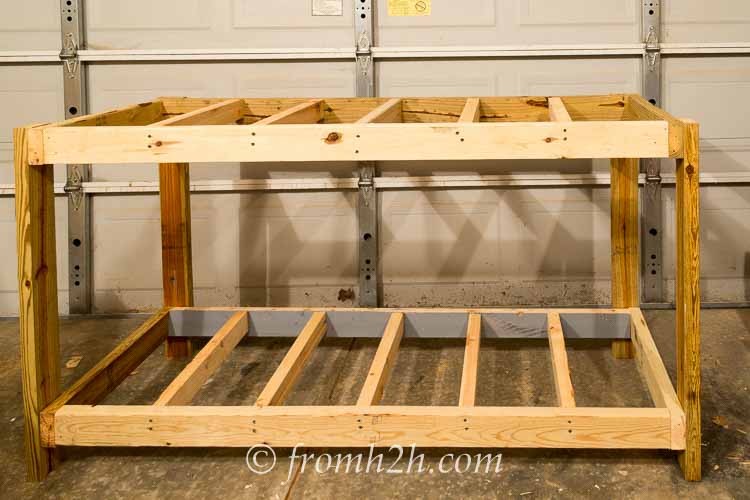 The workbench with the bottom shelf frame | How To Build a Fold Down Workbench in a Day