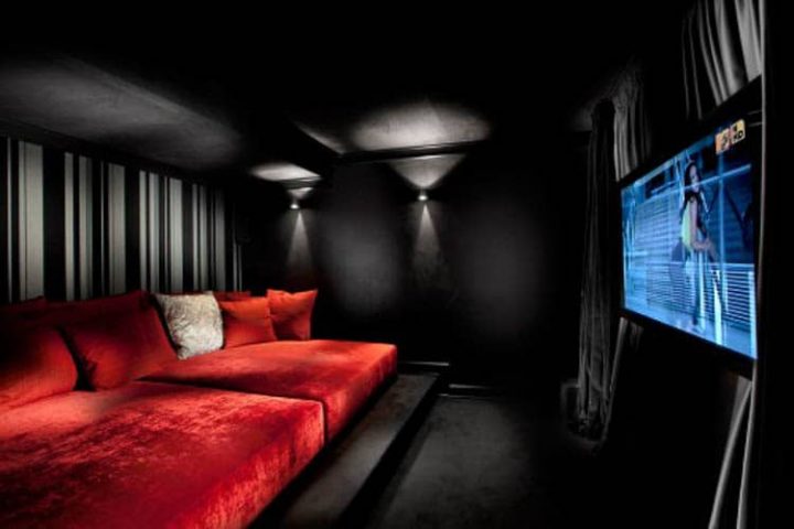 Black and red media room