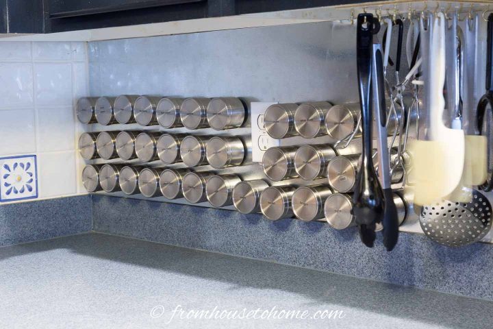 The DIY magnetic spice rack in the kitchen