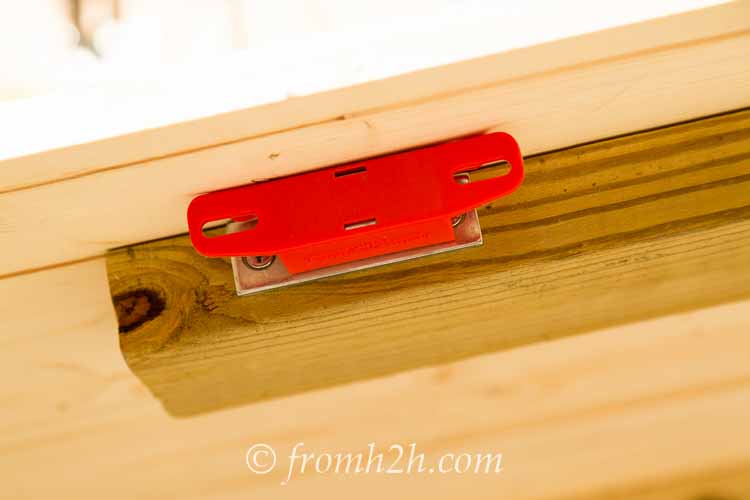 Make sure the strike lines up with the magnet | How To Build a Fold Down Workbench in a Day