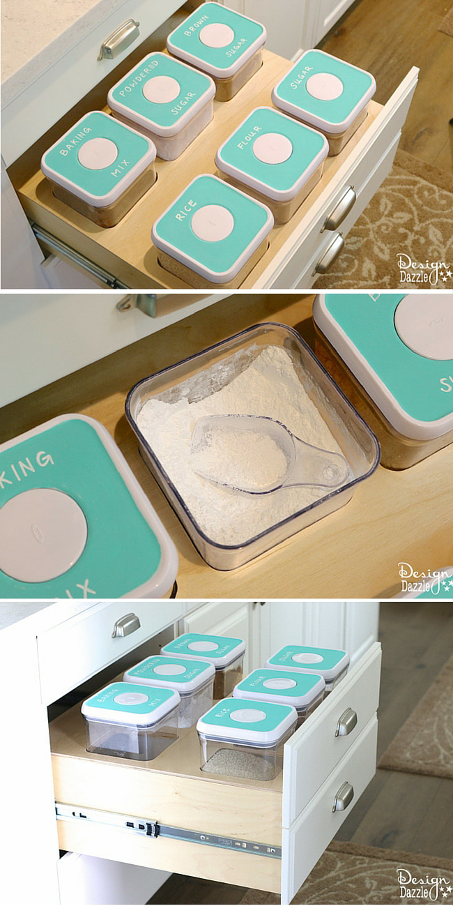 Baking goods kitchen drawer organizer