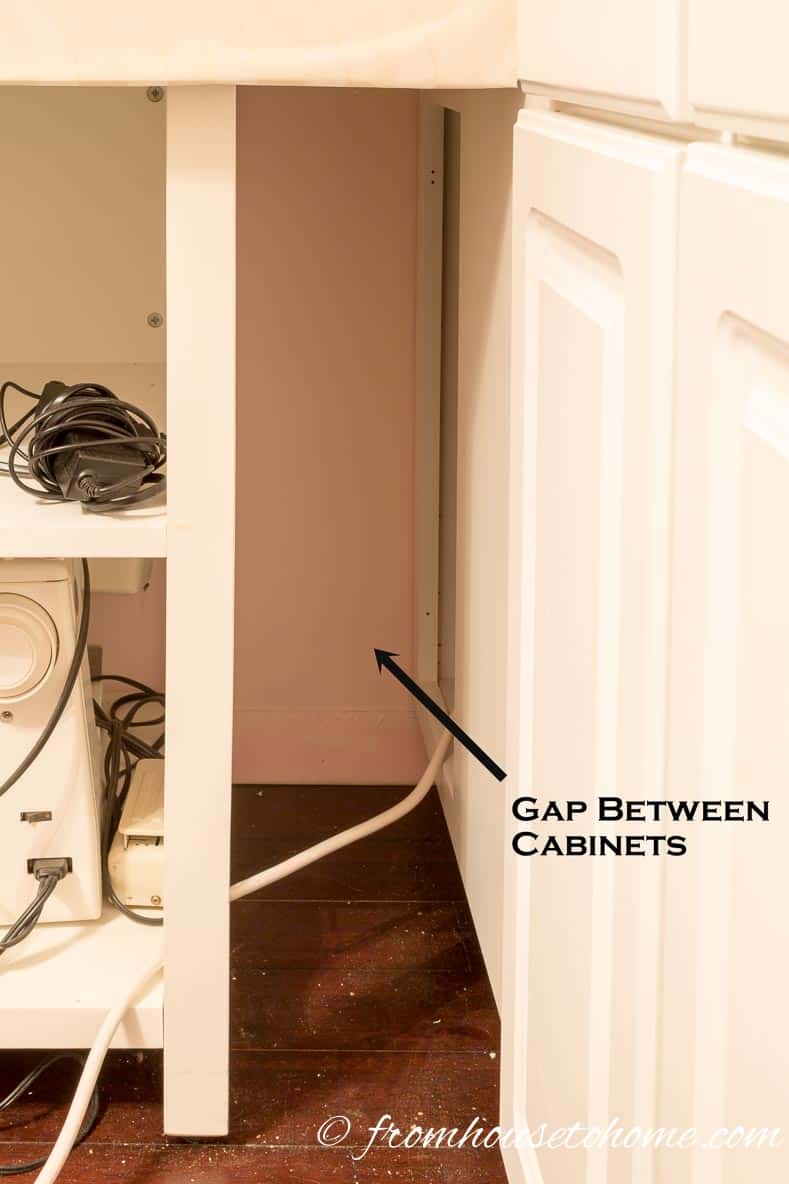 Fill any large gaps | How To Create Built Ins From Mismatched Furniture