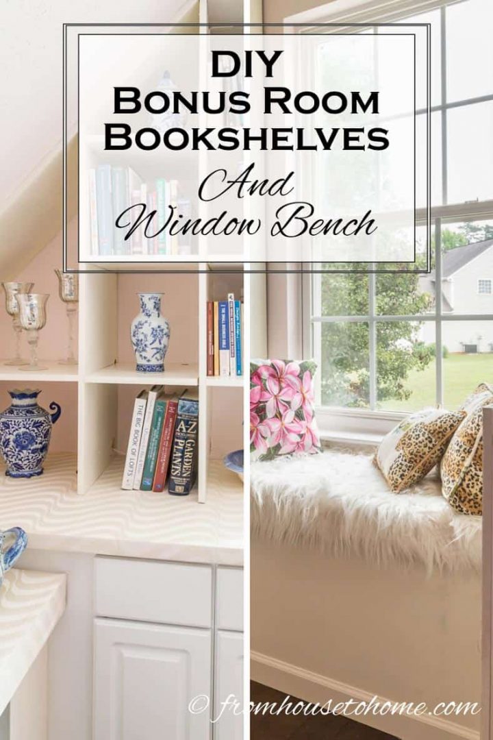 DIY Bonus Room Bookshelves and Window Bench