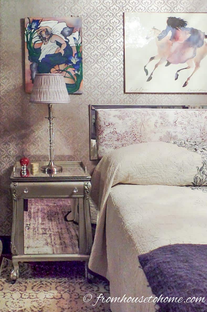 Purple Bedroom Makeover Nightstand