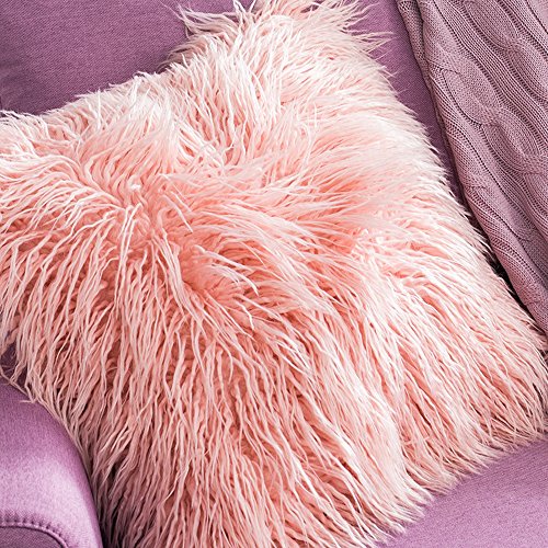 Pink faux fur pillow
