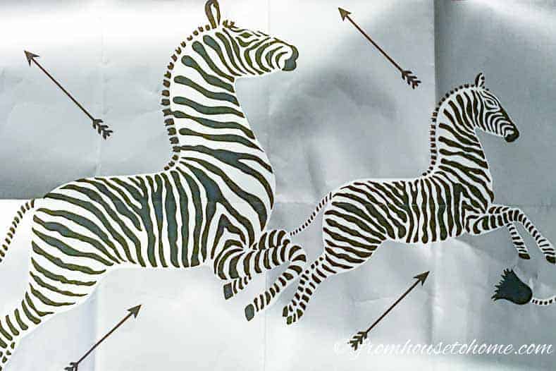 Scalamandre wallpaper with zebras on a silver background