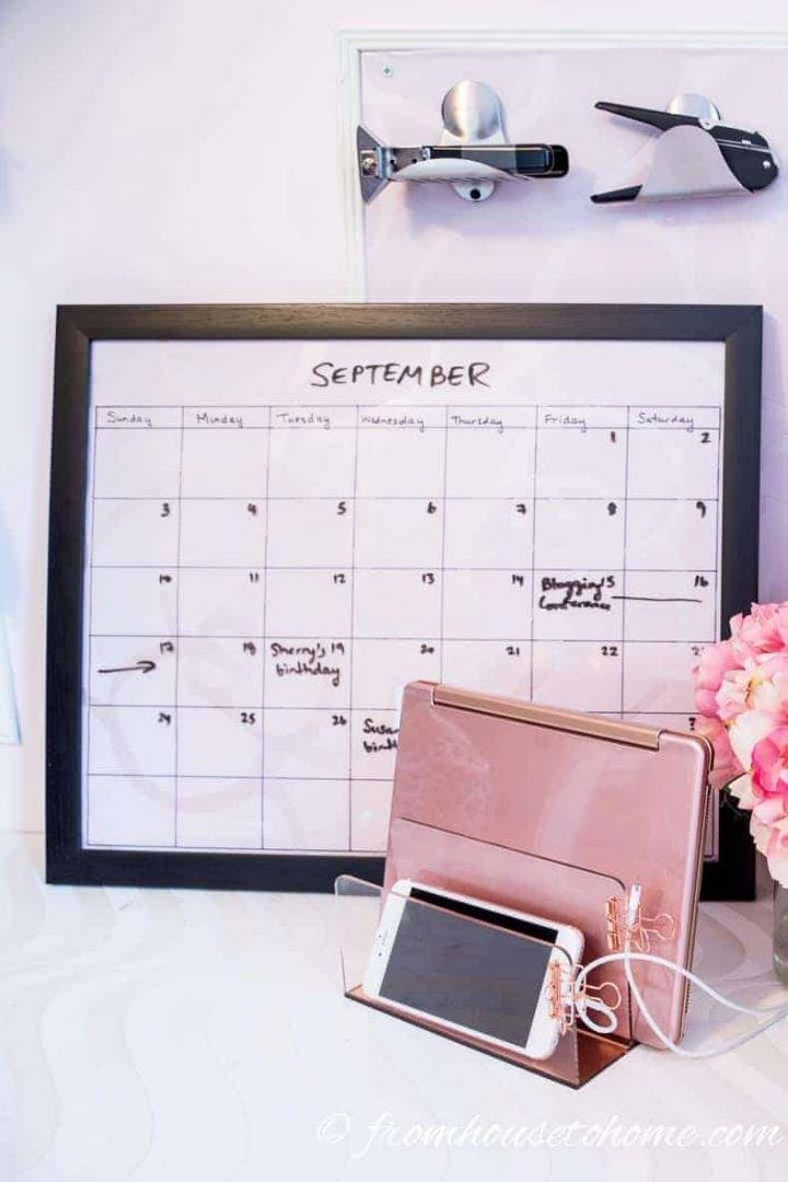 DIY picture frame dry erase calendar
