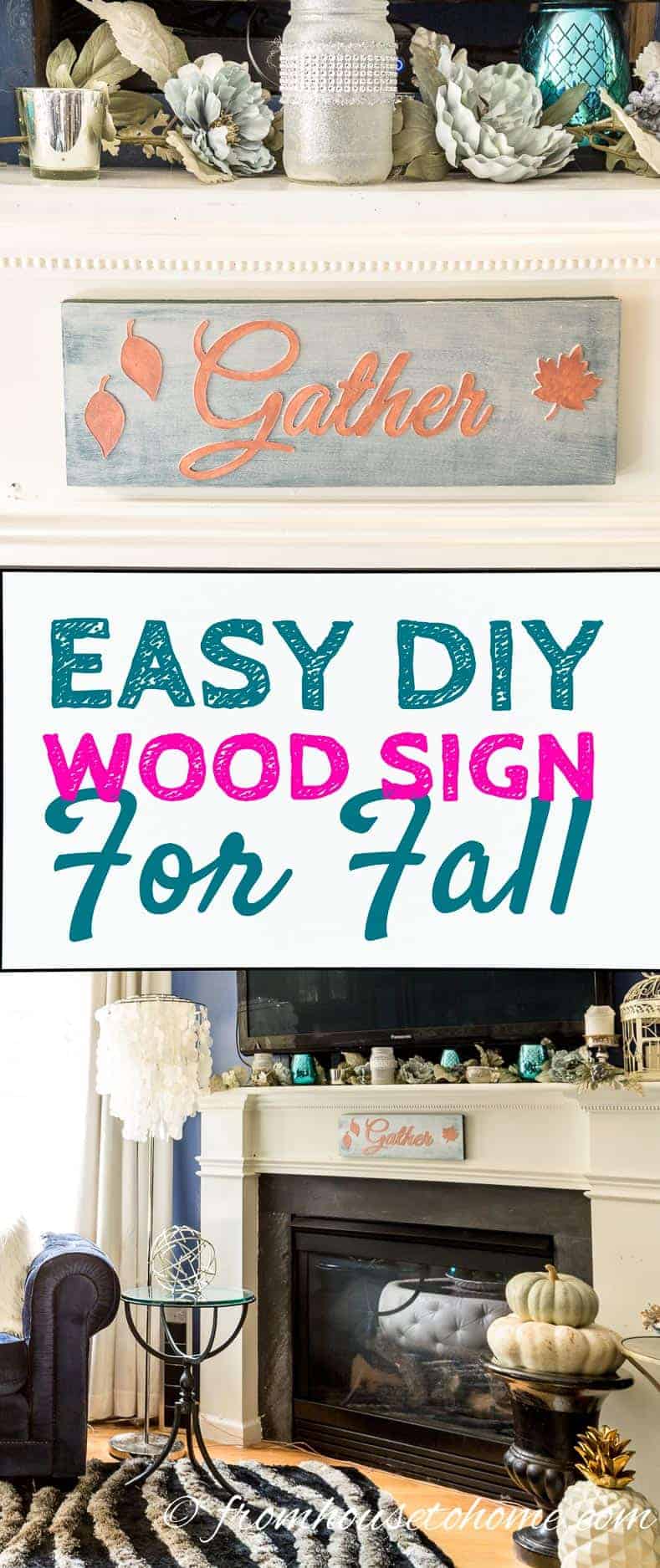 Easy DIY wood "gather" sign for fall