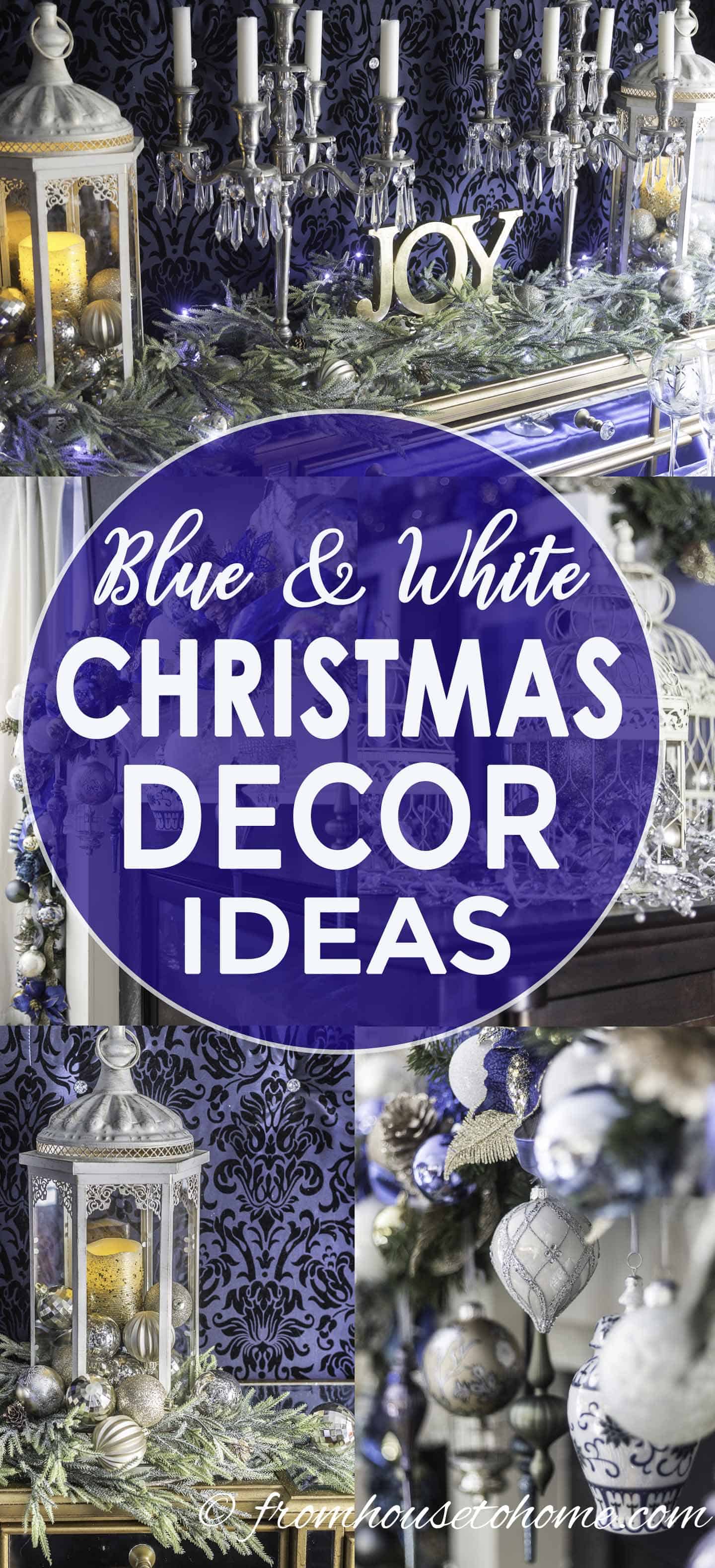 Beautiful Blue And White Christmas Home Decorating Ideas