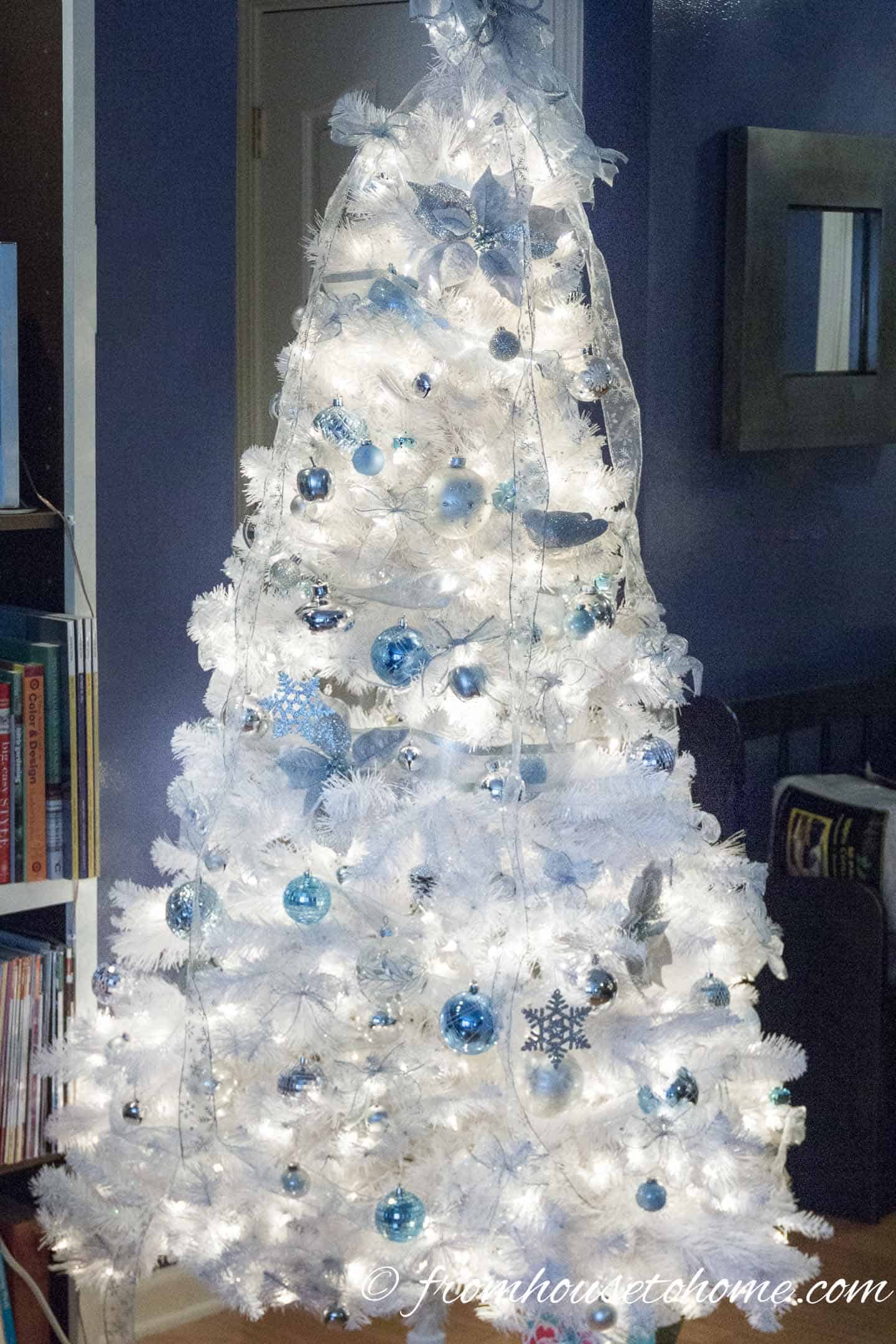 Light blue, silver and white Christmas tree