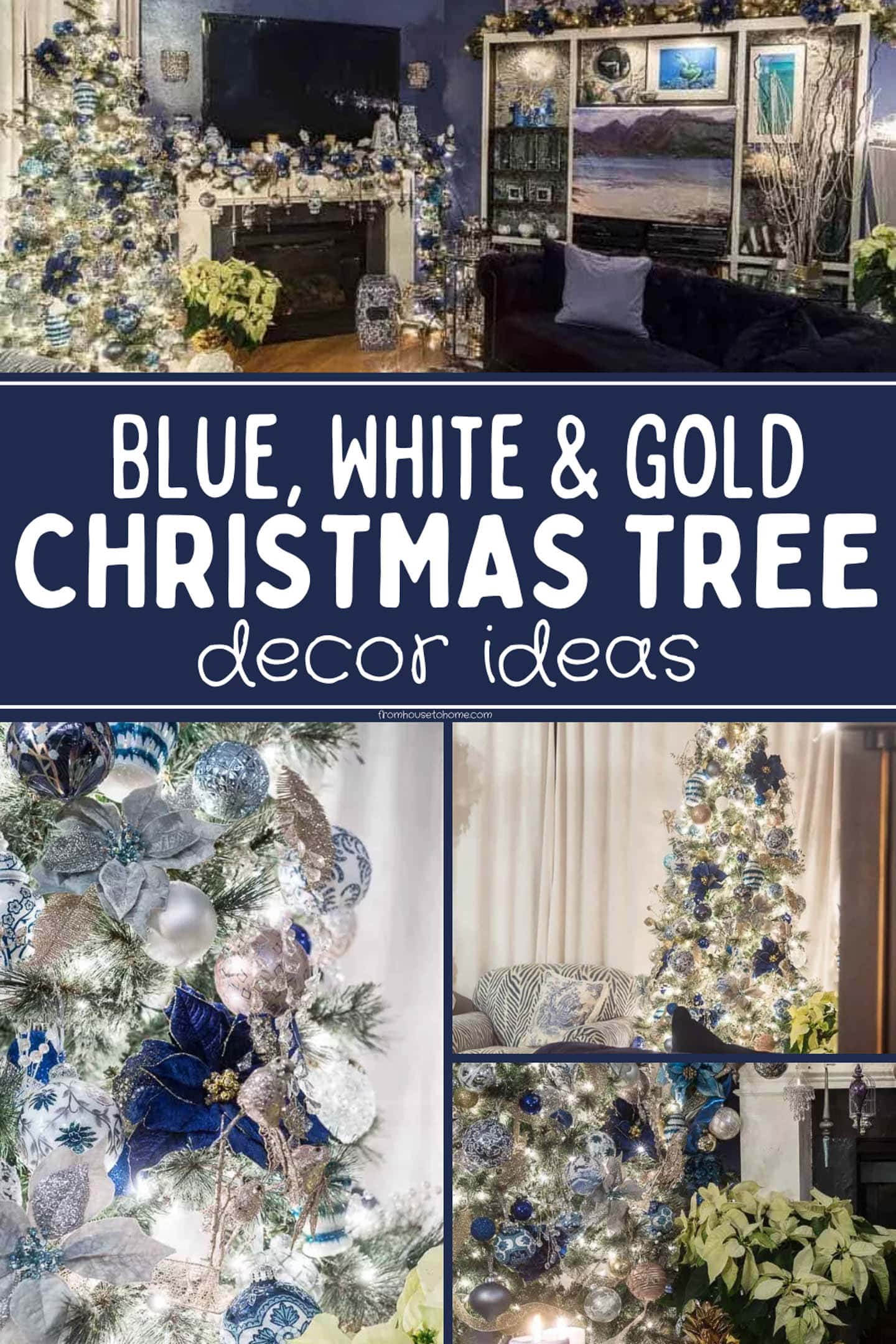 Blue, White And Gold Christmas Tree Decor