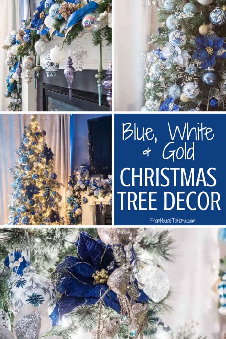 Blue white & gold christmas tree decor ideas