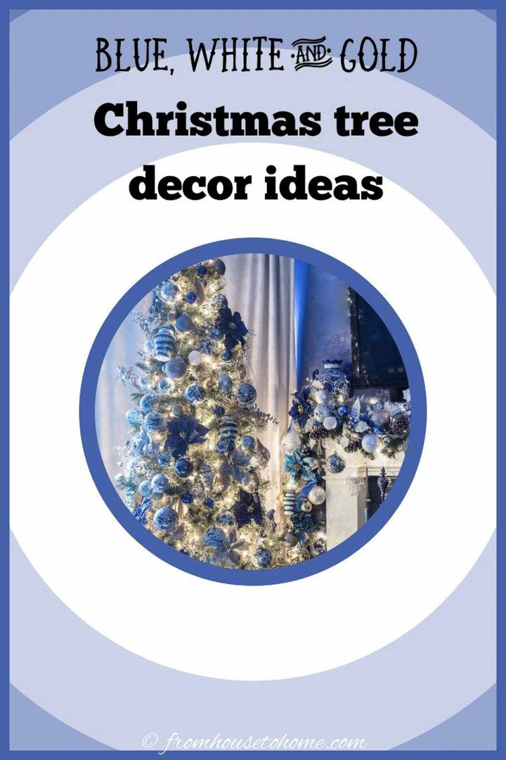 blue, white and gold Christmas tree decor ideas