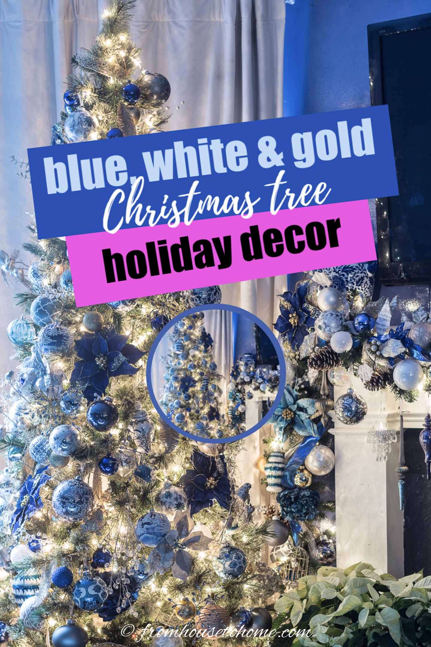 Blue, White And Gold Christmas Tree Decor