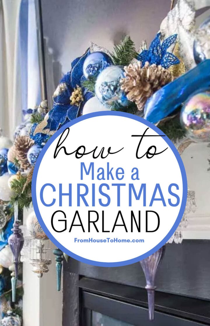 DIY blue and white Christmas garland