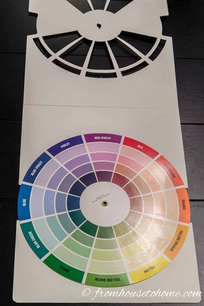 Decorator's color wheel with the cover off is easier to use for choosing paint colors