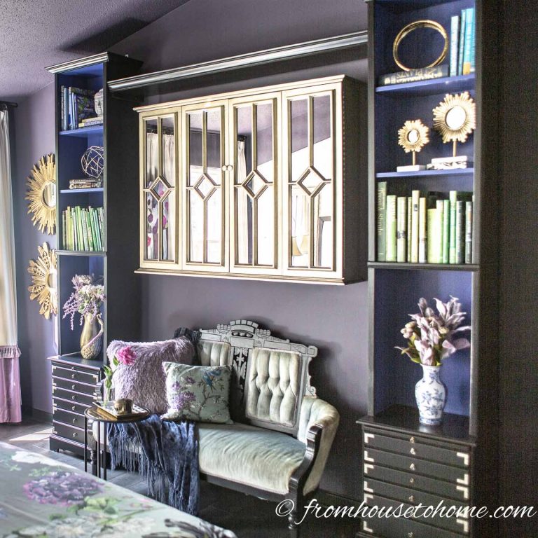 Dark Purple, White and Gold Master Bedroom