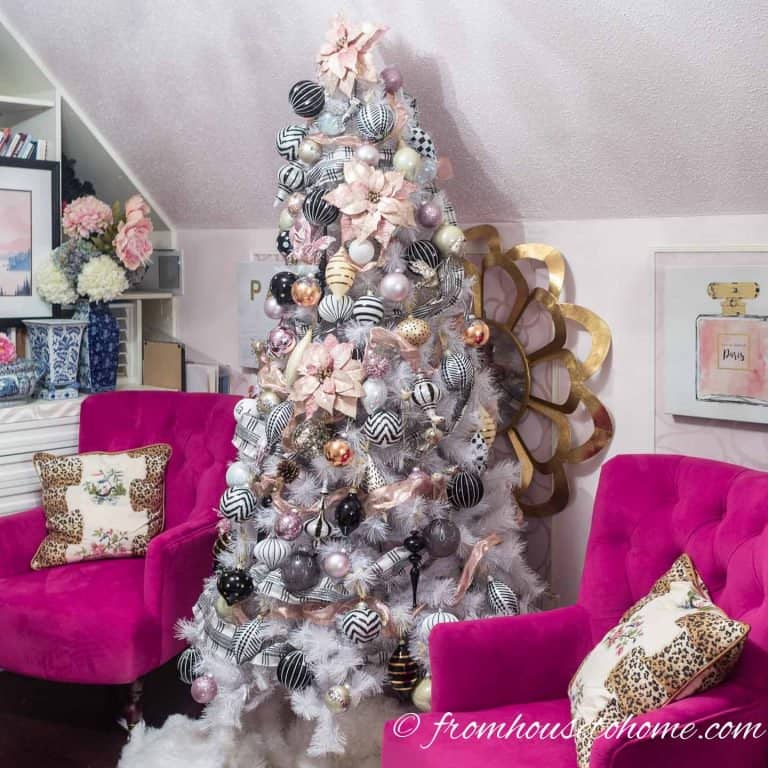 Blush Pink, White and Black Christmas Tree