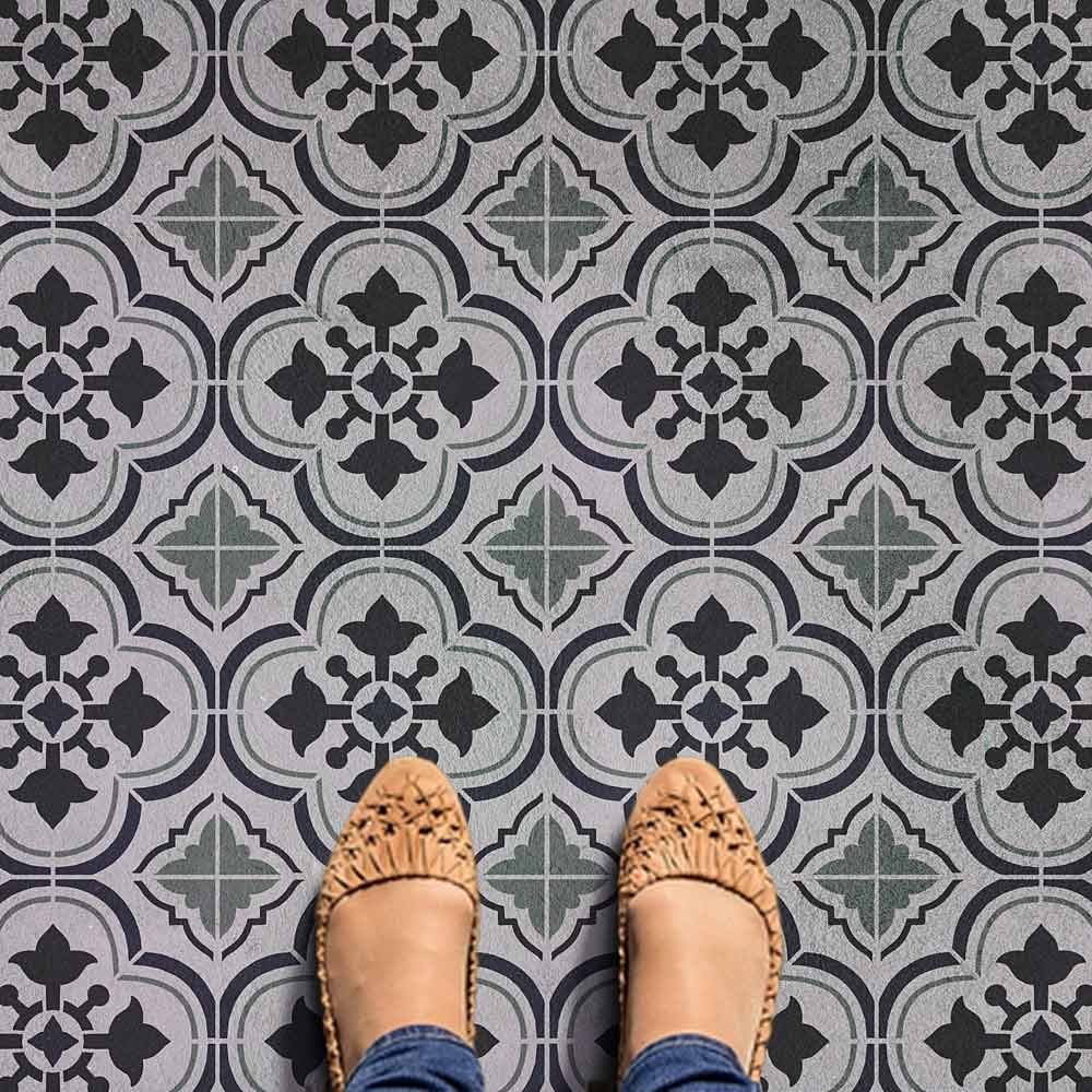 Painted floor tiles