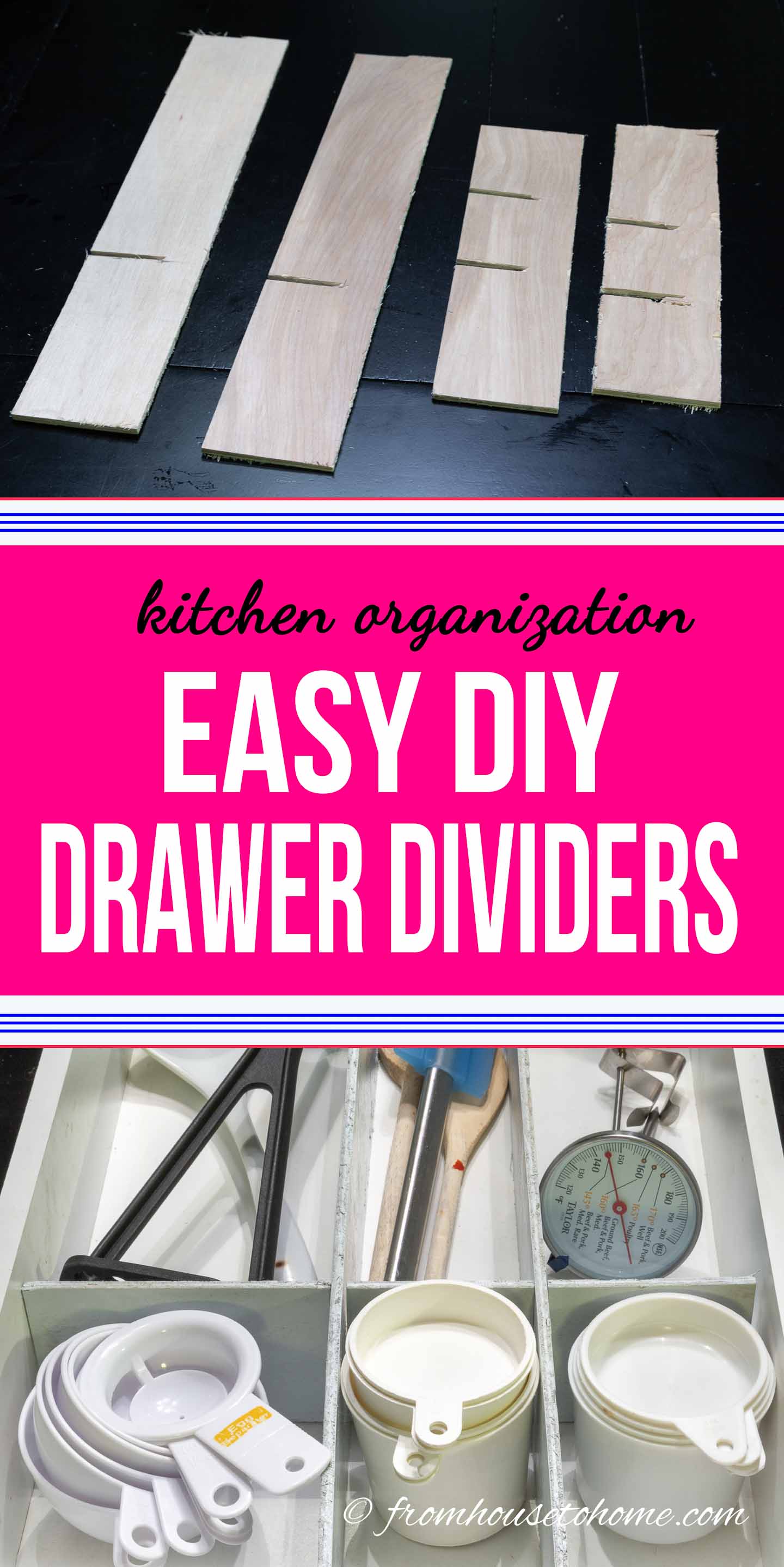 Easy custom wood DIY drawer dividers