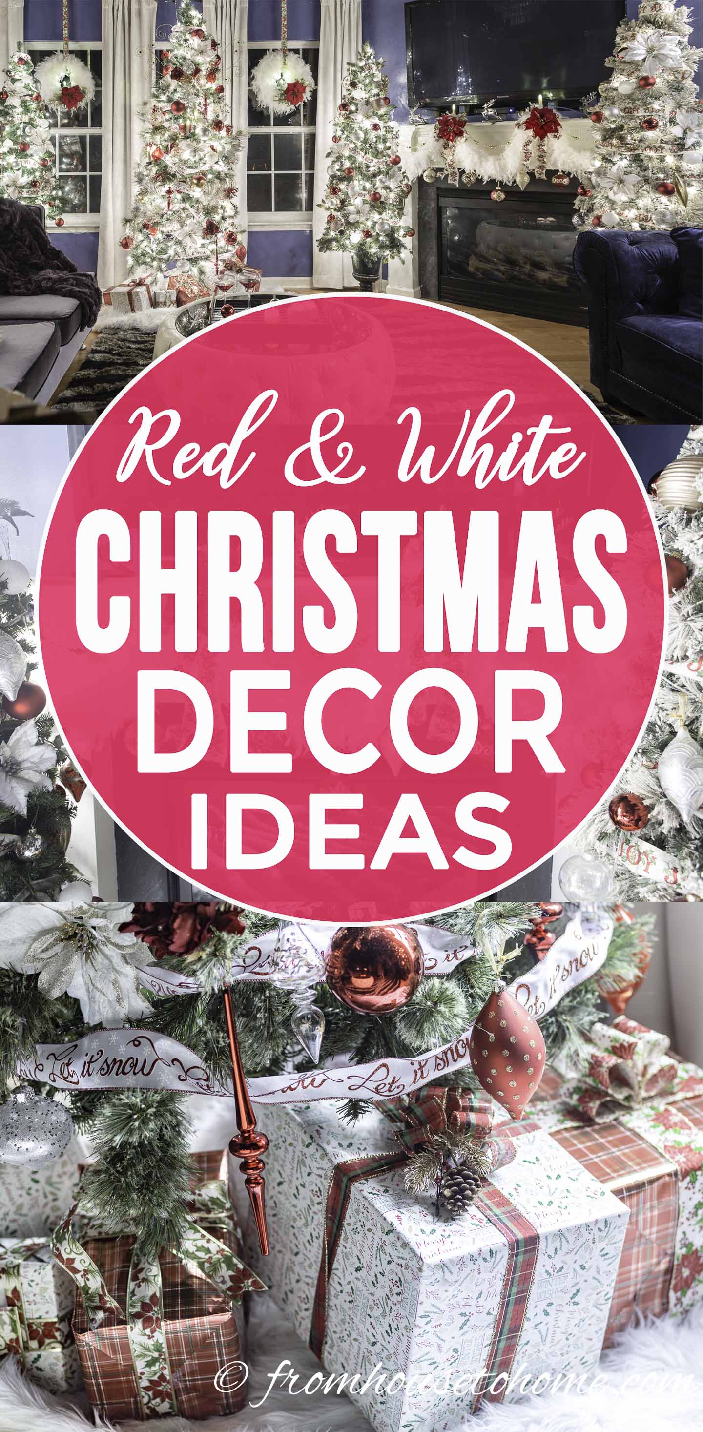 White, red and gold Christmas home decorating ideas