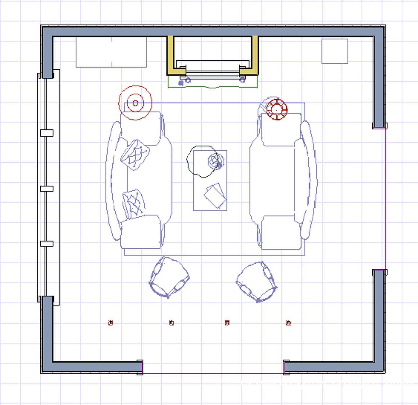 diagram of a living room arrangement